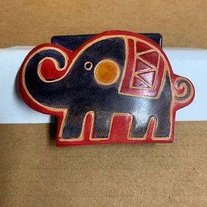 Blue & Red Puffy Leather Small Elephant Coin Purse